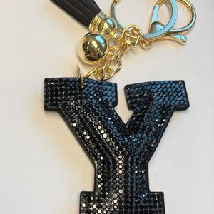 LGS Charms - Stars & Initials - Rhinestone Keychain Fashion Accessory with Tassel