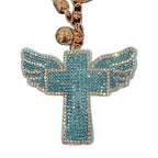LGS Charms - Crosses/Angel Wings - Rhinestone Keychain Fashion Accessory with Tassel