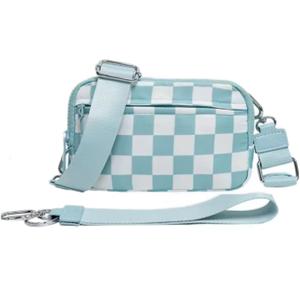 LGS 3 in 1 Wallet RFID protected - Nylon Wristlet & Crossbody Bag for Women, Fits Most Smartphones, Stylish & Versatile wallets purse Casual Lightweight Bag Checkered Pattern Bag