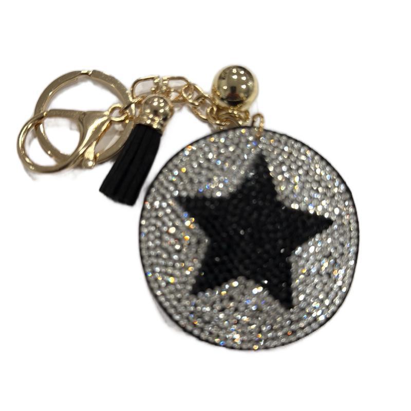 LGS Charms - Stars & Initials - Rhinestone Keychain Fashion Accessory with Tassel