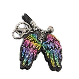 LGS Charms - Crosses/Angel Wings - Rhinestone Keychain Fashion Accessory with Tassel