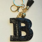 LGS Charms - Stars & Initials - Rhinestone Keychain Fashion Accessory with Tassel