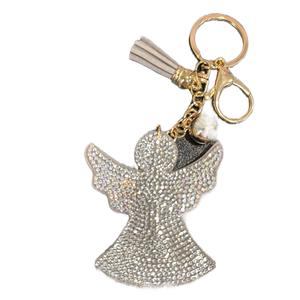 LGS Charms - Crosses/Angel Wings - Rhinestone Keychain Fashion Accessory with Tassel