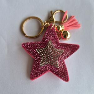 LGS Charms - Stars & Initials - Rhinestone Keychain Fashion Accessory with Tassel
