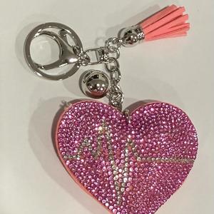 LGS Charms - Hearts - Rhinestone Keychain Fashion Accessory with Tassel
