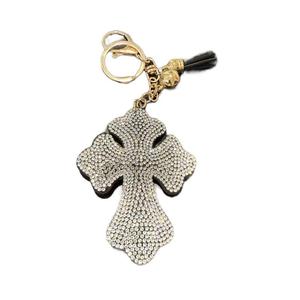 LGS Charms - Crosses/Angel Wings - Rhinestone Keychain Fashion Accessory with Tassel