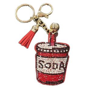 LGS Charms - Food & Drinks - Rhinestone Keychain Fashion Accessory with Tassel