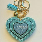 LGS Charms - Hearts - Rhinestone Keychain Fashion Accessory with Tassel
