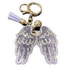 LGS Charms - Crosses/Angel Wings - Rhinestone Keychain Fashion Accessory with Tassel