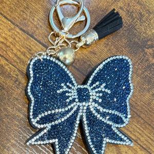 LGS Charms - Bows - Rhinestone Keychain Fashion Accessory with Tassel