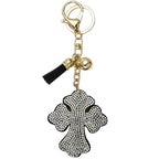 LGS Charms - Crosses/Angel Wings - Rhinestone Keychain Fashion Accessory with Tassel