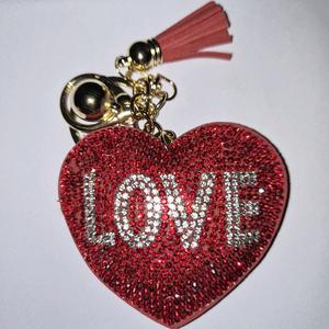 LGS Charms - Hearts - Rhinestone Keychain Fashion Accessory with Tassel