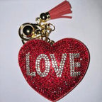 LGS Charms - Hearts - Rhinestone Keychain Fashion Accessory with Tassel