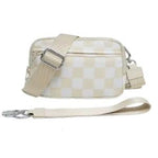 LGS 3 in 1 Wallet RFID protected - Nylon Wristlet & Crossbody Bag for Women, Fits Most Smartphones, Stylish & Versatile wallets purse Casual Lightweight Bag Checkered Pattern Bag