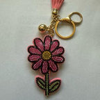 LGS Charms - Flowers - Rhinestone Keychain Fashion Accessory with Tassel
