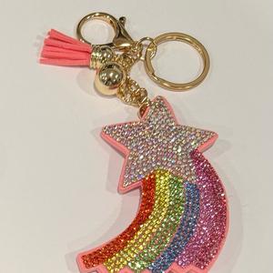 LGS Charms - Stars & Initials - Rhinestone Keychain Fashion Accessory with Tassel