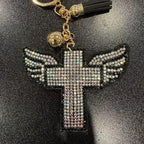 LGS Charms - Crosses/Angel Wings - Rhinestone Keychain Fashion Accessory with Tassel
