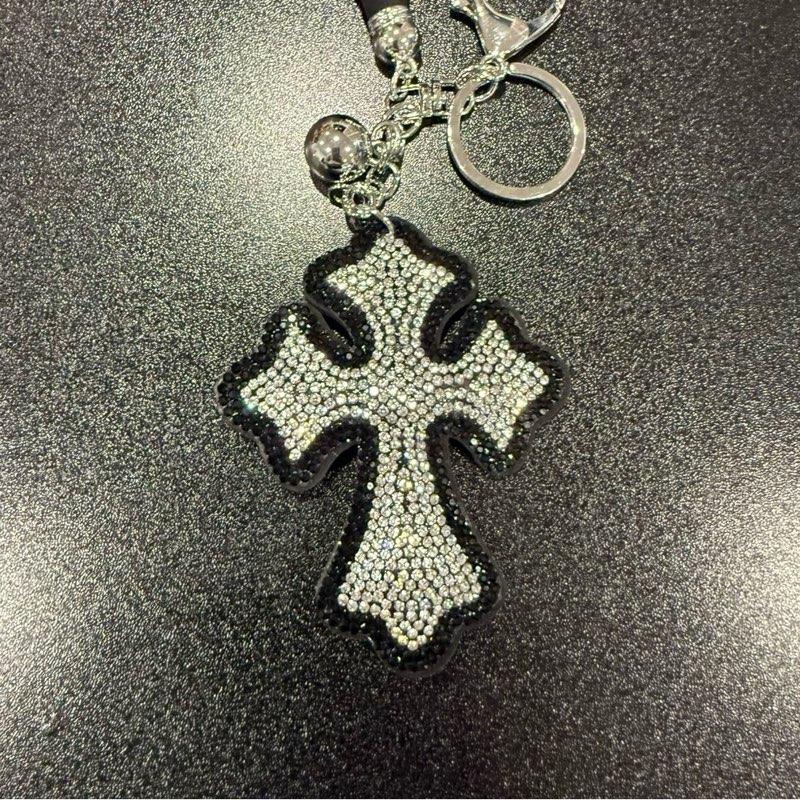 LGS Charms - Crosses/Angel Wings - Rhinestone Keychain Fashion Accessory with Tassel