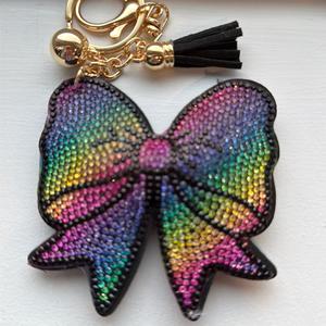 LGS Charms - Bows - Rhinestone Keychain Fashion Accessory with Tassel