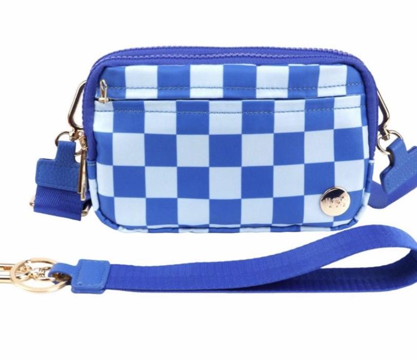 LGS Exclusives 3 in 1 Wallet RFID protected - Nylon Wristlet & Crossbody Bag for Women, Fits Most Smartphones, Stylish & Versatile wallets purse Casual Lightweight Bag Checkered Pattern Bag
