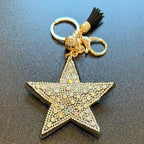 LGS Charms - Stars & Initials - Rhinestone Keychain Fashion Accessory with Tassel