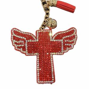 LGS Charms - Crosses/Angel Wings - Rhinestone Keychain Fashion Accessory with Tassel