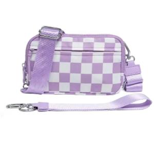 LGS 3 in 1 Wallet RFID protected - Nylon Wristlet & Crossbody Bag for Women, Fits Most Smartphones, Stylish & Versatile wallets purse Casual Lightweight Bag Checkered Pattern Bag