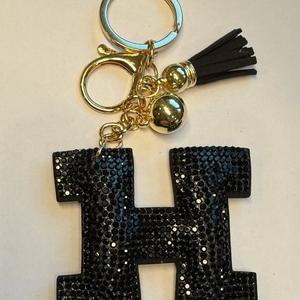 LGS Charms - Stars & Initials - Rhinestone Keychain Fashion Accessory with Tassel