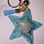 LGS Charms - Stars & Initials - Rhinestone Keychain Fashion Accessory with Tassel