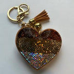 LGS Charms - Hearts - Rhinestone Keychain Fashion Accessory with Tassel