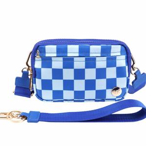 LGS Exclusives 3 in 1 Wallet RFID protected - Nylon Wristlet & Crossbody Bag for Women, Fits Most Smartphones, Stylish & Versatile wallets purse Casual Lightweight Bag Checkered Pattern Bag