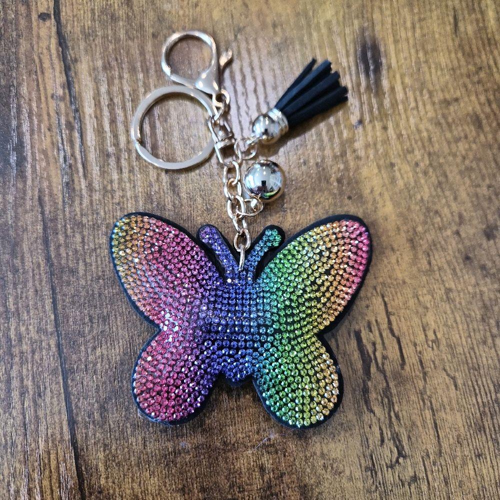 LGS Charms - Butterflies/Insects - Rhinestone Keychain Fashion Accessory with Tassel