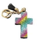 LGS Charms - Crosses/Angel Wings - Rhinestone Keychain Fashion Accessory with Tassel