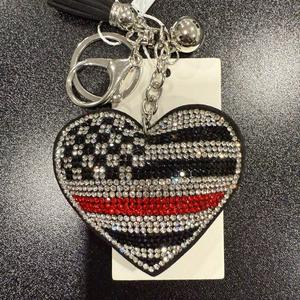 LGS Charms - Hearts - Rhinestone Keychain Fashion Accessory with Tassel