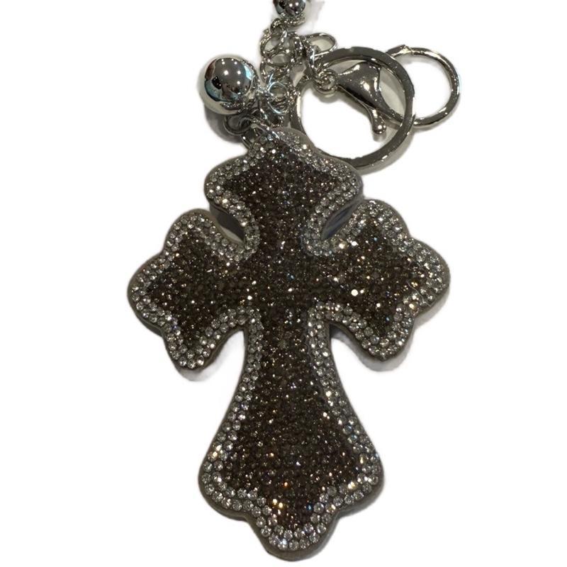 LGS Charms - Crosses/Angel Wings - Rhinestone Keychain Fashion Accessory with Tassel
