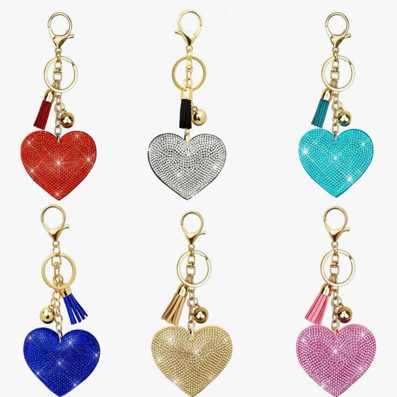 LGS Charms - Hearts - Rhinestone Keychain Fashion Accessory with Tassel