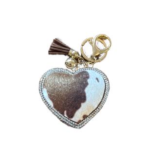 LGS Charms - Hearts - Rhinestone Keychain Fashion Accessory with Tassel