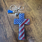 LGS Charms - Crosses/Angel Wings - Rhinestone Keychain Fashion Accessory with Tassel