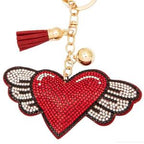 LGS Charms - Hearts - Rhinestone Keychain Fashion Accessory with Tassel
