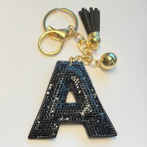 LGS Charms - Stars & Initials - Rhinestone Keychain Fashion Accessory with Tassel