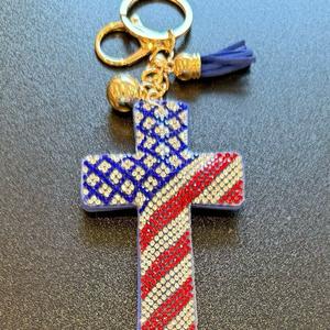 LGS Charms - Crosses/Angel Wings - Rhinestone Keychain Fashion Accessory with Tassel