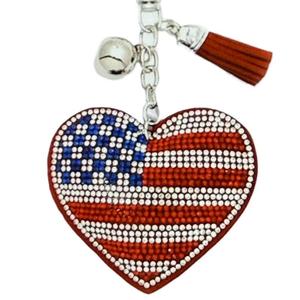 LGS Charms - Hearts - Rhinestone Keychain Fashion Accessory with Tassel