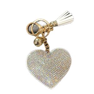 LGS Charms - Hearts - Rhinestone Keychain Fashion Accessory with Tassel