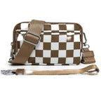 LGS 3 in 1 Wallet RFID protected - Nylon Wristlet & Crossbody Bag for Women, Fits Most Smartphones, Stylish & Versatile wallets purse Casual Lightweight Bag Checkered Pattern Bag