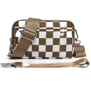 LGS 3 in 1 Wallet RFID protected - Nylon Wristlet & Crossbody Bag for Women, Fits Most Smartphones, Stylish & Versatile wallets purse Casual Lightweight Bag Checkered Pattern Bag
