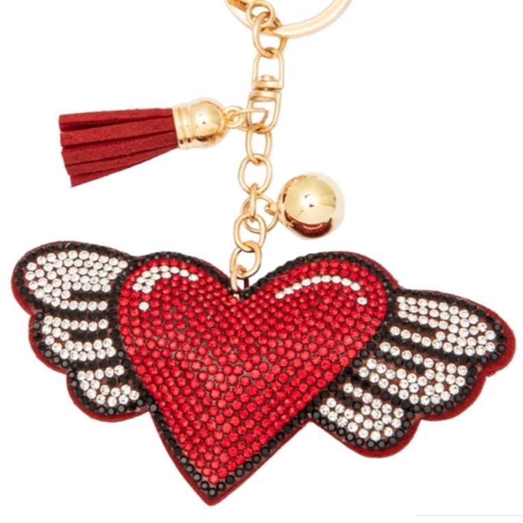 Claim Night Rhinestone Charms Bling Bling Keychains Hearts