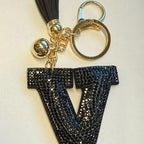LGS Charms - Stars & Initials - Rhinestone Keychain Fashion Accessory with Tassel