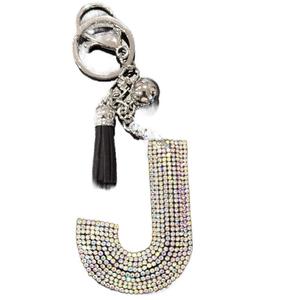 LGS Charms - Stars & Initials - Rhinestone Keychain Fashion Accessory with Tassel