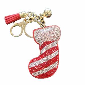 LGS Charms - Christmas - Rhinestone Keychain Fashion Accessory with Tassel