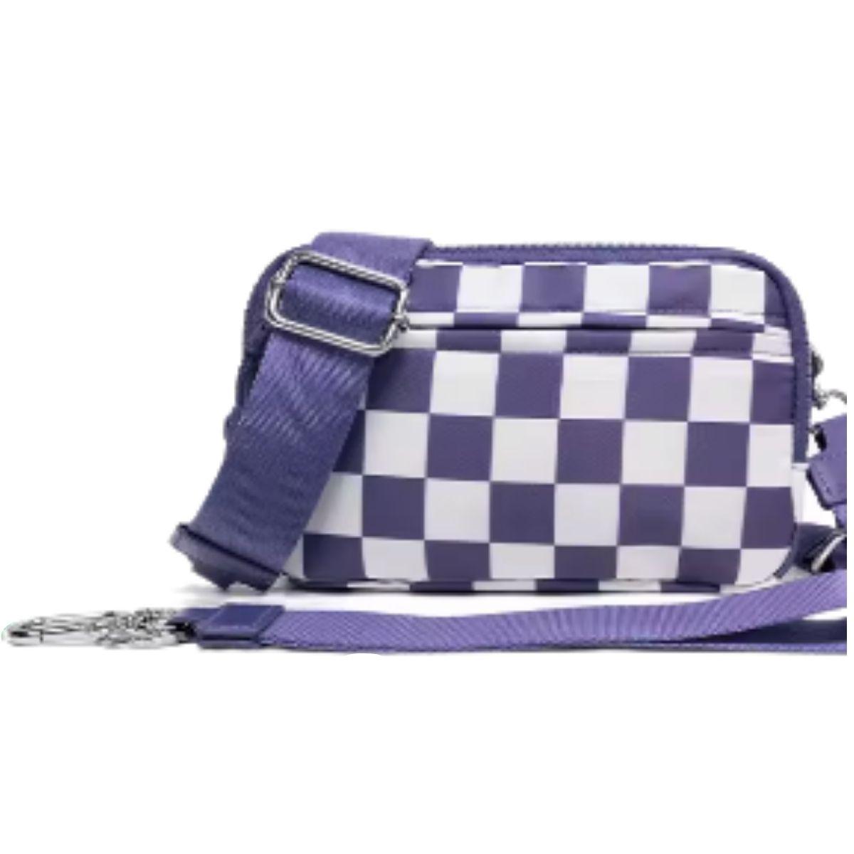 LGS 3 in 1 Wallet RFID protected - Nylon Wristlet & Crossbody Bag for Women, Fits Most Smartphones, Stylish & Versatile wallets purse Casual Lightweight Bag Checkered Pattern Bag